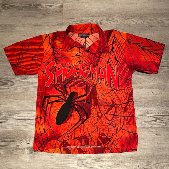 2002 Vintage Spider-Man Button Up Shirts Boys Size Medium - Picture 1 of 5